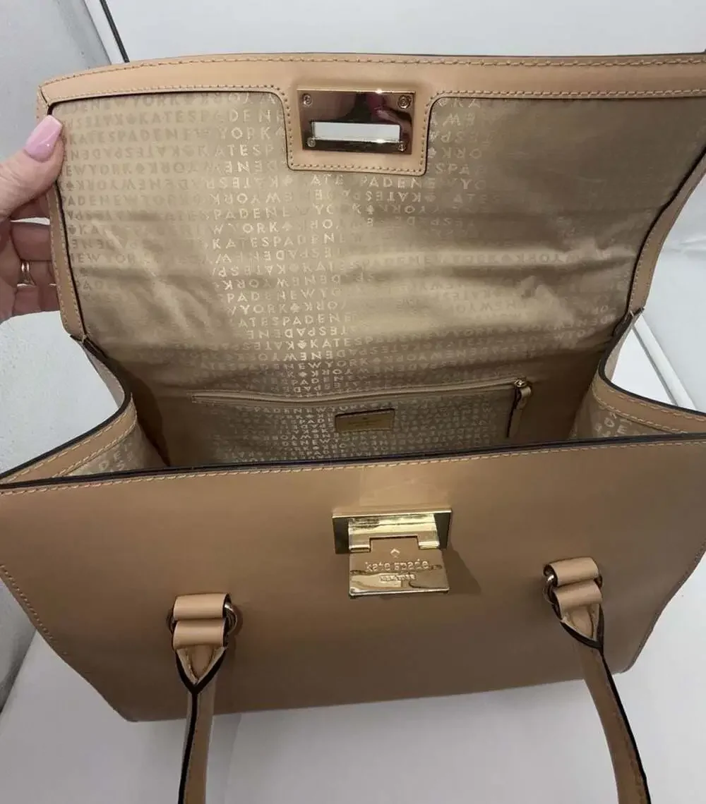 Kate Spade Harwood Place Sinclair Tan Leather Satchel Handbag